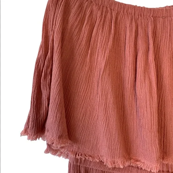 •SOLD•AERIE Rose Pink Crinkle Fabric Strapless Elastic Cuff Jumpsuit Size Small - Picture 6 of 6